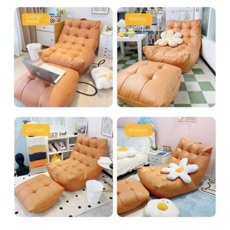 LazySofa Single Sofa Chair, Convertible Leisure Bed for Small House Living Room & Balcony, Comfortable Couch Seat