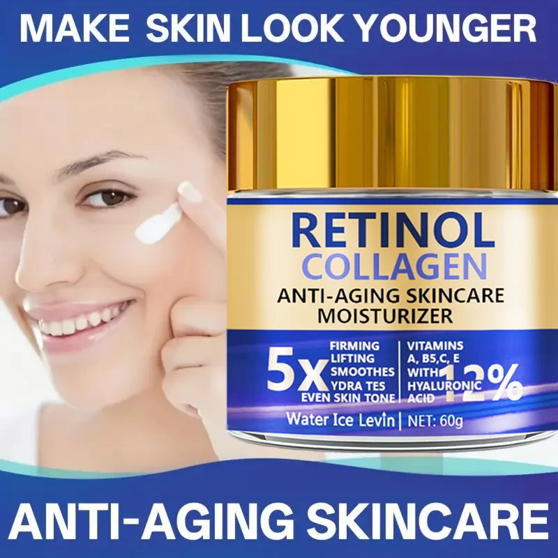 Retinol & Collagen Face Cream 60g, Anti-Aging Firming Moisturizer with Hyaluronic Acid, Fast Delivery