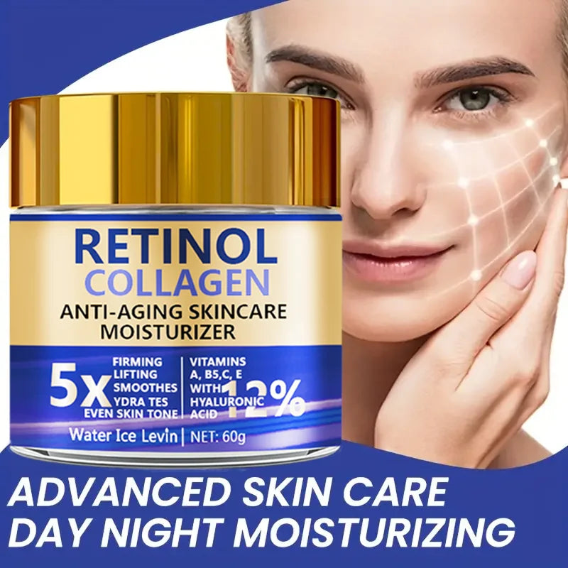 Retinol & Collagen Face Cream 60g, Anti-Aging Firming Moisturizer with Hyaluronic Acid, Fast Delivery