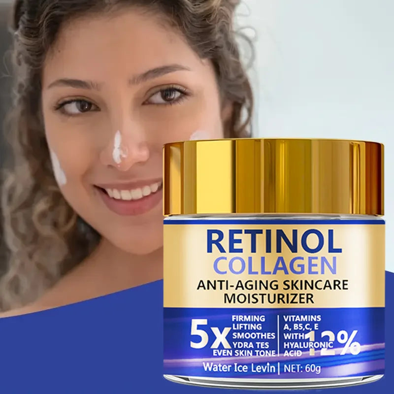 Retinol & Collagen Face Cream 60g, Anti-Aging Firming Moisturizer with Hyaluronic Acid, Fast Delivery